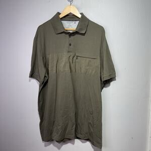 Shaquille O’Neal Polo Shirt Men’s 2XL Olive Green Zip Pocket Cotton Blend Casual